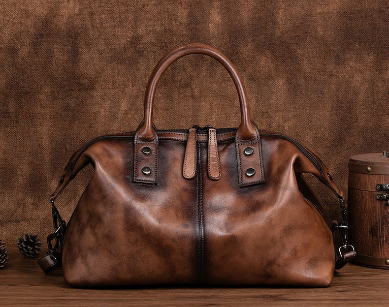 Tote Bag Top Handle Shoulder Bag Medium Designer Retro Leather Handbag for Women