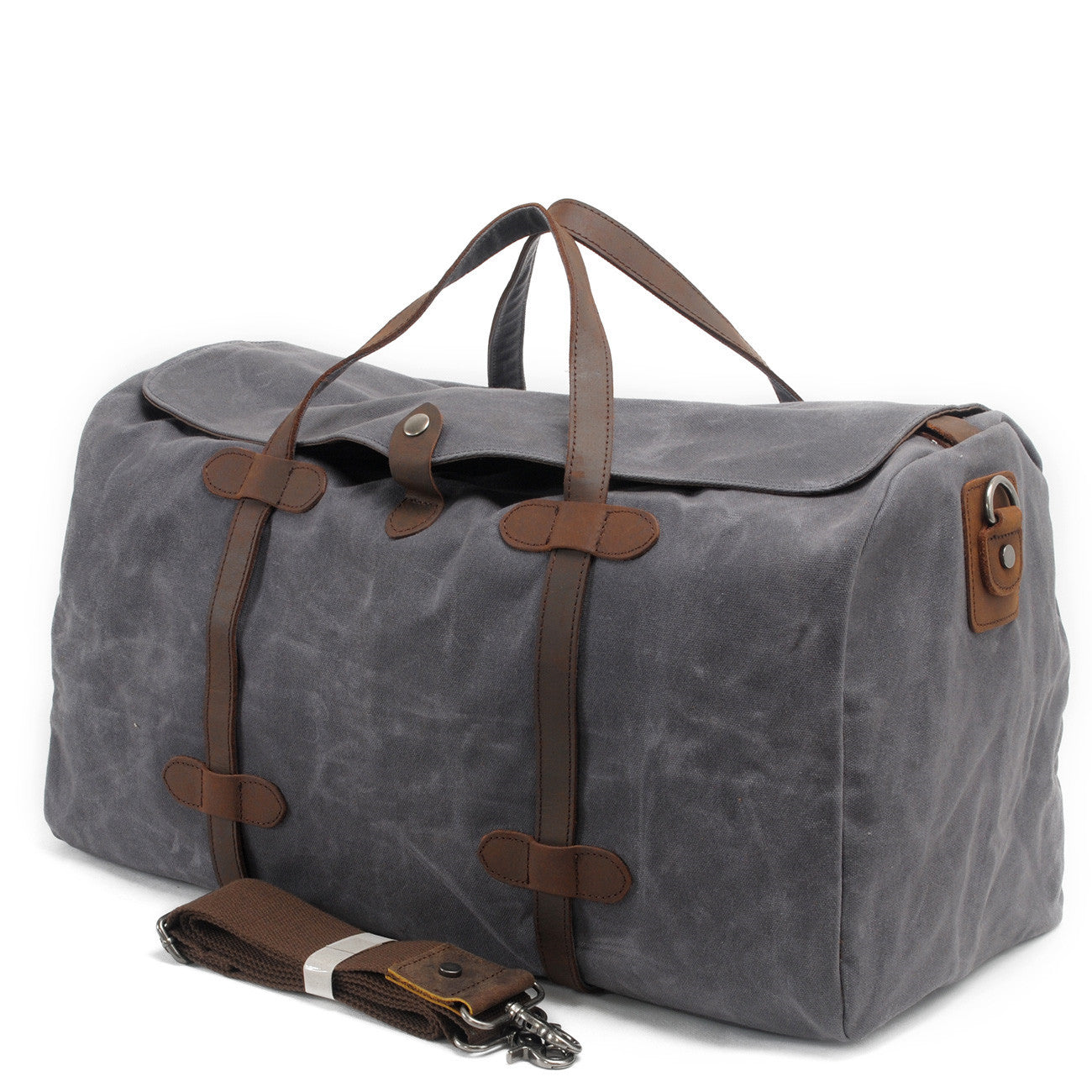 Leisure Waxed Leather Canvas Large Storage Travel Weekender Duffel Bag
