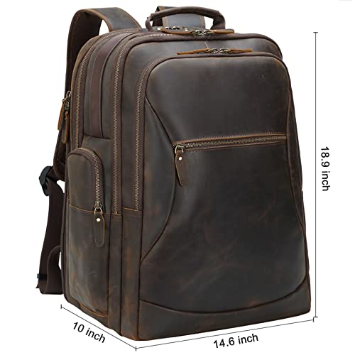 Extra Large Full Grain Leather 17.3" Laptop School Backpack