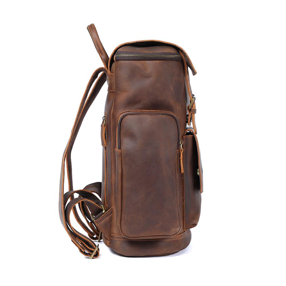 Large Brown Leather School Backpack