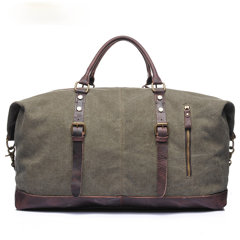 Men's Travel Canvas Leather Duffel Bag