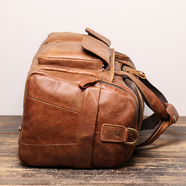Men Leather Travel Duffel Bag