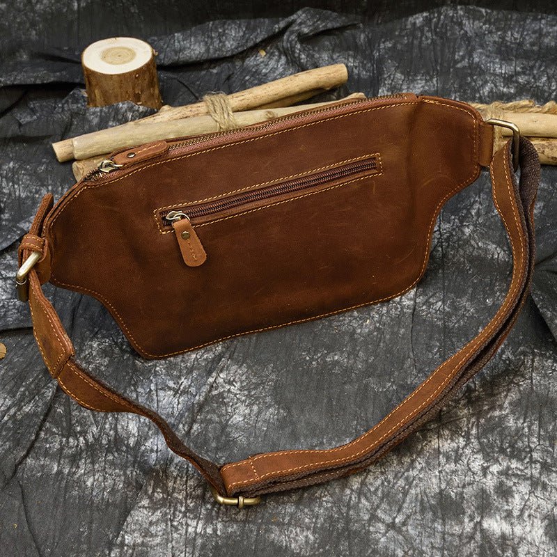 Men's Zipper Crossbody Sling Leather Bag