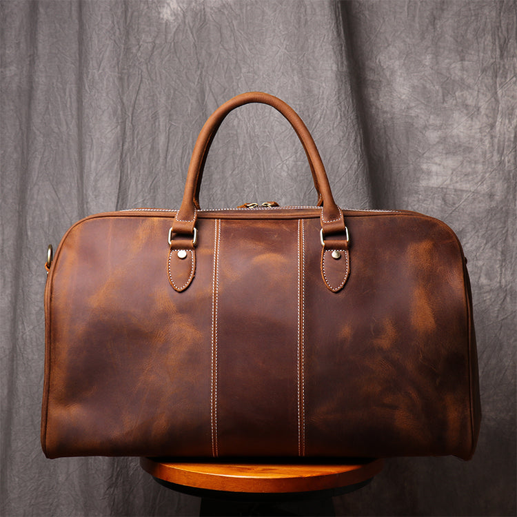 Duffle Bag Simple Vintage Leather Duffel Travel Bag