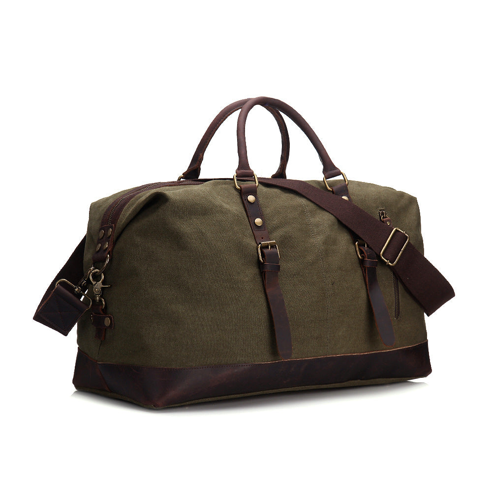 Vintage Canvas Leather Travel Duffel Bag