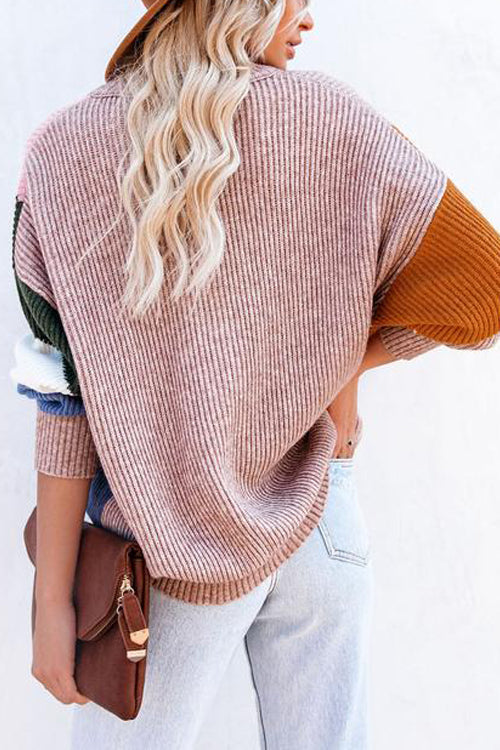 Color Block Button Cardigan