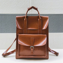 Load image into Gallery viewer, Brown Large Leather Backpack

