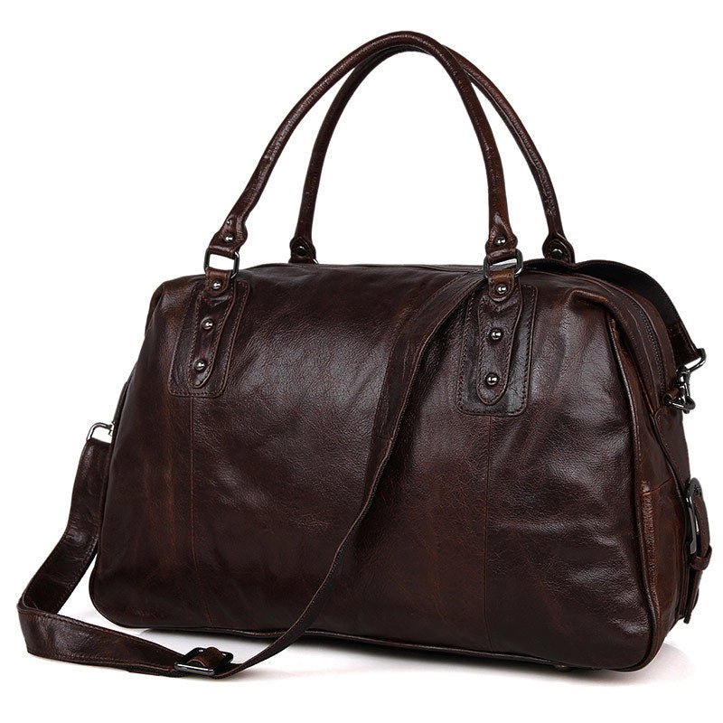 Vintage Leather Travel Weekender Bag for Mens/ Womens