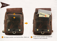 Load image into Gallery viewer, Mens Convertible Leather School Backpack Sling Bag
