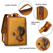 Load image into Gallery viewer, Art Leather Backpack Hand Painted Handmade Satchel Casual Daypack

