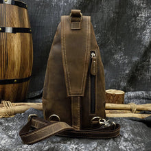 Load image into Gallery viewer, Brown Leather Crossbody Bags for Men Sling Backpack

