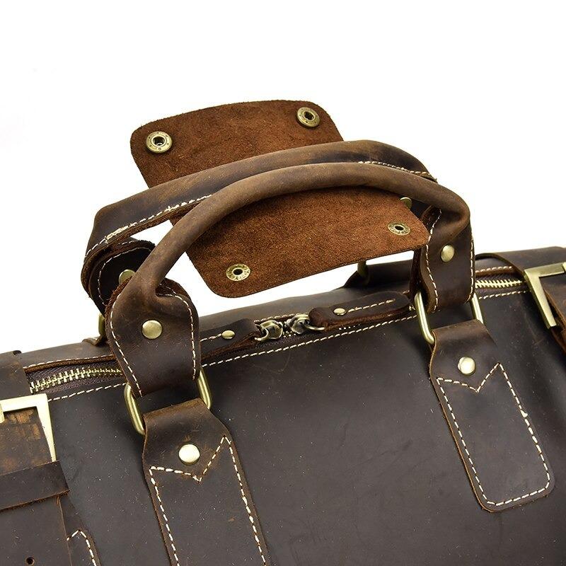 Dark Brown Crazy Horse Leather Duffel Bag
