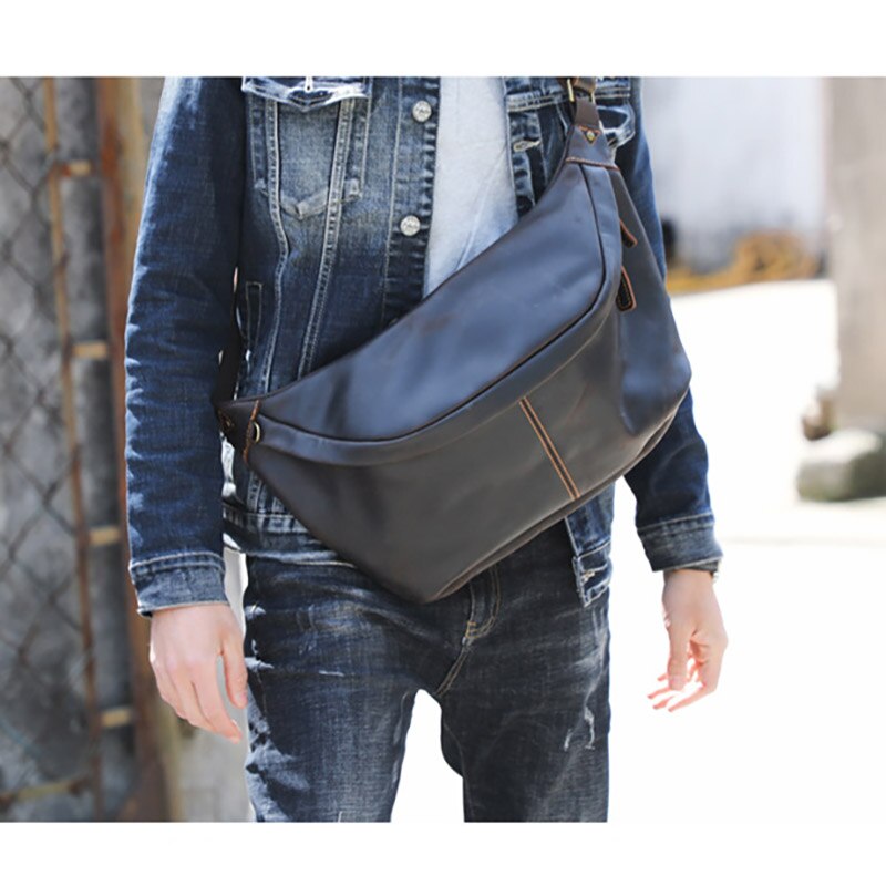 Large Leather Shoulder Cross Body Sling Bag