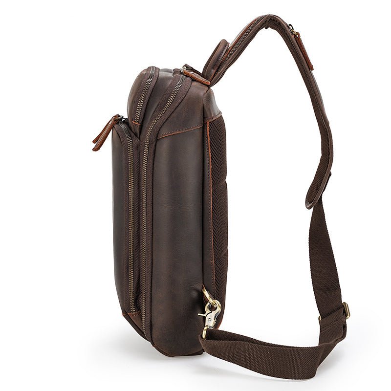Crossbody Trip Chest Leather Sling Bag for Men