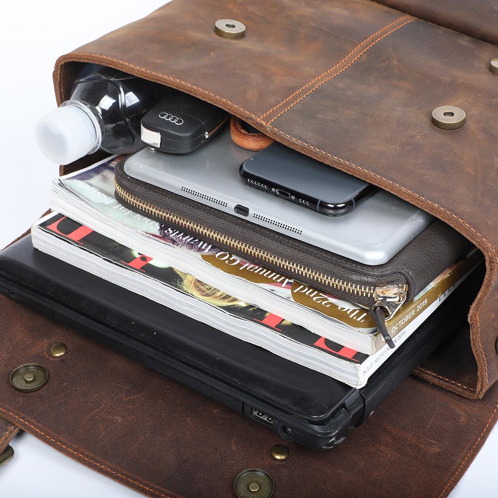 Retro Leather School Backpack for Men