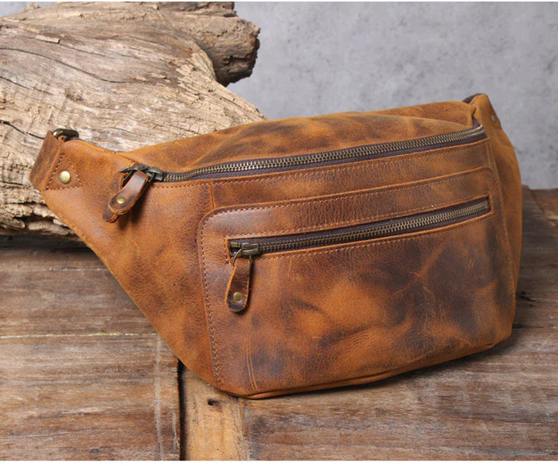 Classic Leather Crossbody Sling Bag for Men