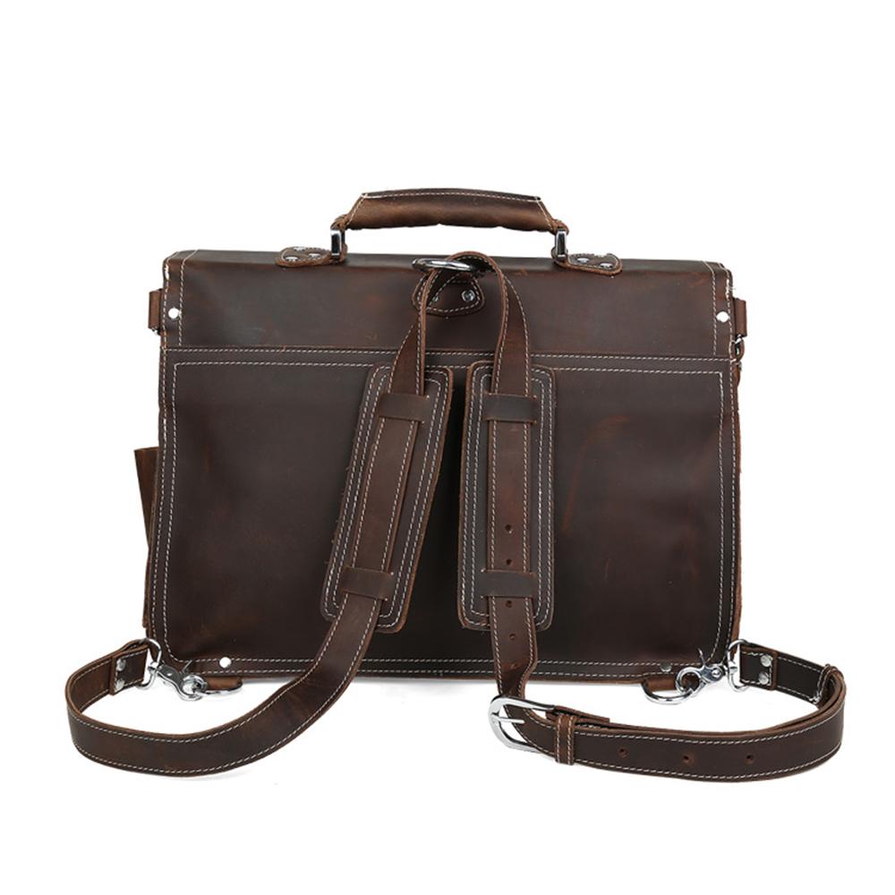 Coffee Leather Shoulder Messenger Bag