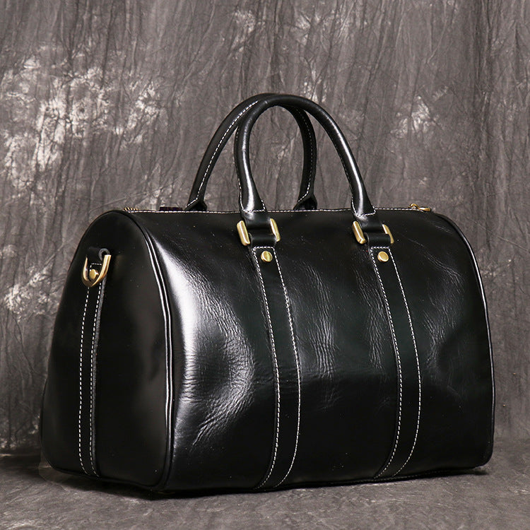 Handmade Natural Crazy Horse Leather Small Men's Travel Bags