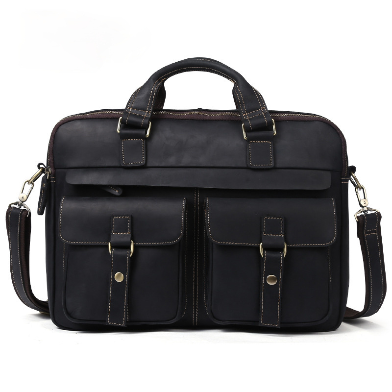 Classic Men Vintage Leather Business Briefcase