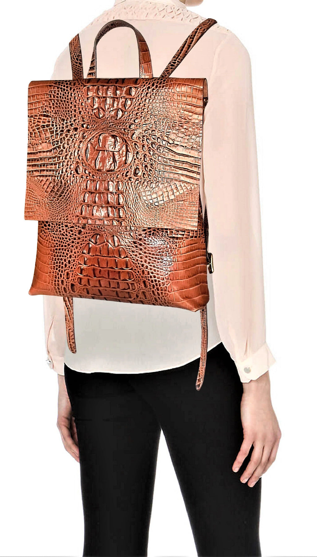 Brown  Leather Backpack for Women