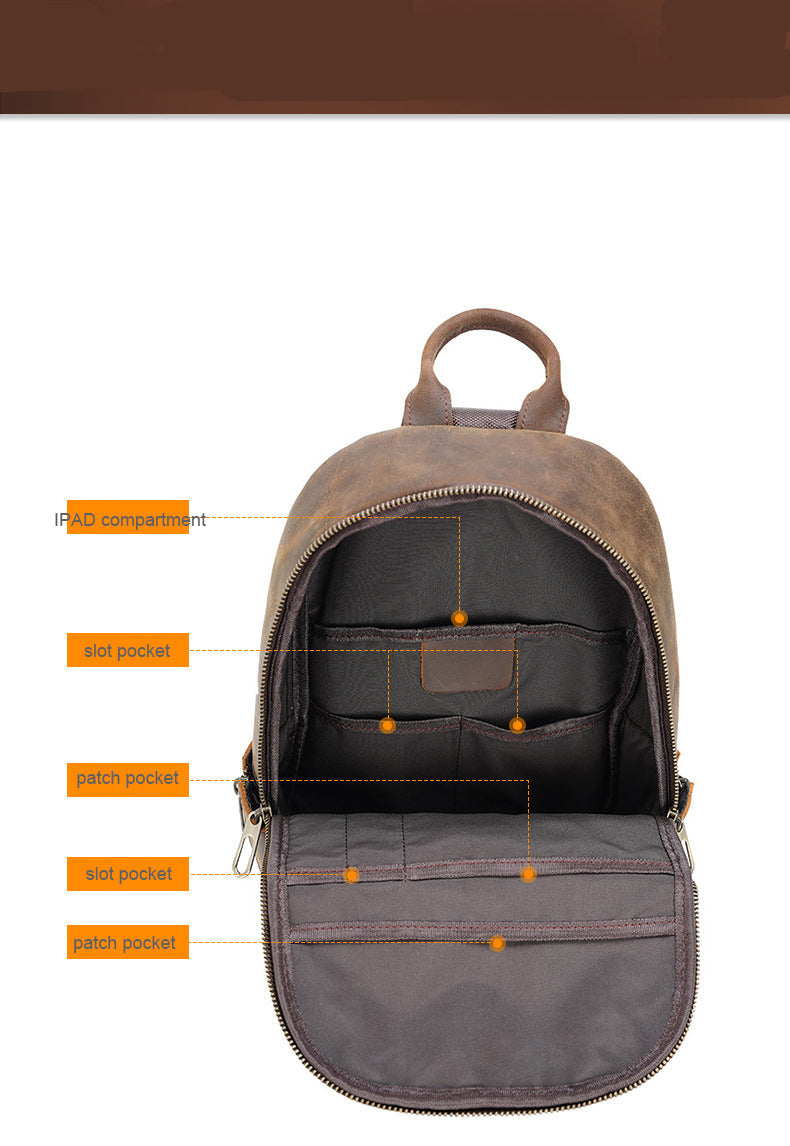 Shoulder Crazy Horse Leather Chest Sling Bag