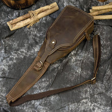 Load image into Gallery viewer, Brown Leather Crossbody Bags for Men Sling Backpack
