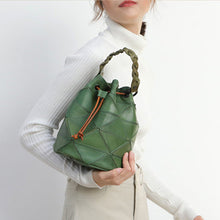 Load image into Gallery viewer, Stitching Leather Drawstring Bucket Bags
