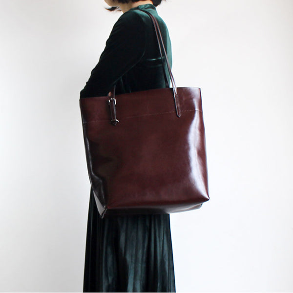 Simple Leather Tote Bag Shoulder Bag for Women