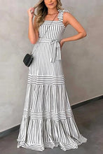 Load image into Gallery viewer, Stripe Bow Tie Belted Maxi Dress

