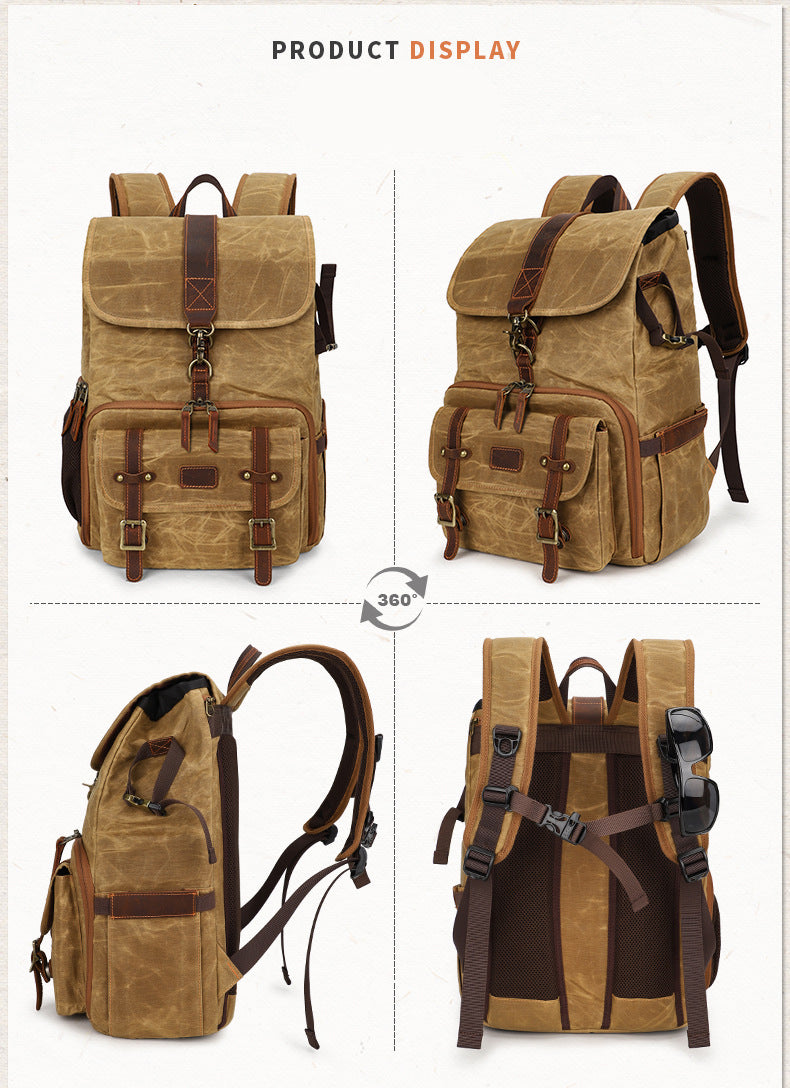 Waterproof Canvas Camera Backpack Photography Bag