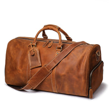 Load image into Gallery viewer, Birthday Gift Simple Vintage Leather Duffel Bag With Shoe Compartment Travel Bag
