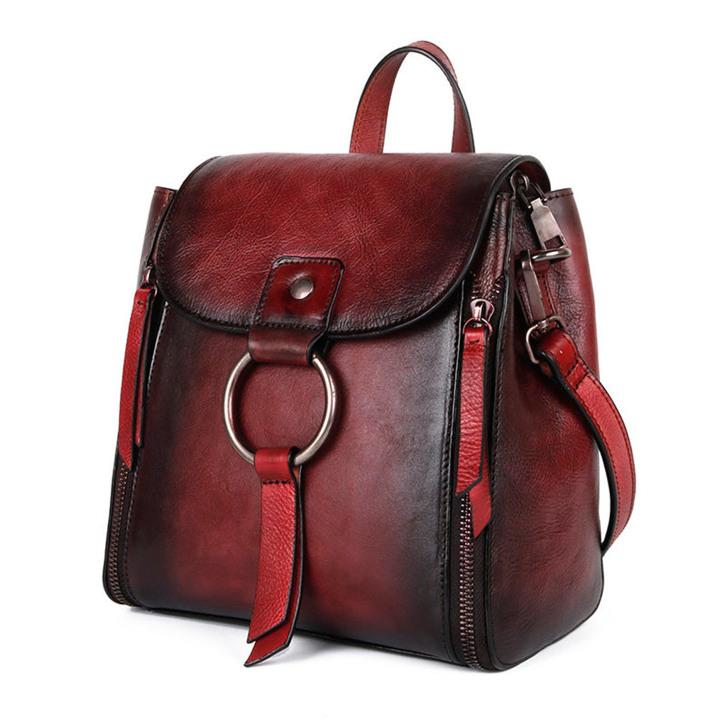 Retro Design Female High Quality Leather Rucksack Backpack