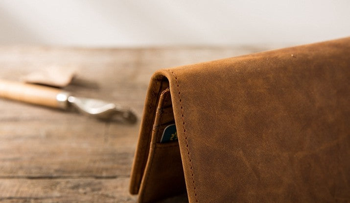Vintage Slim Cool long Wallet Leather Wallet Bifold Long Wallets