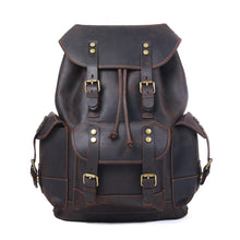 Load image into Gallery viewer, Dark Coffee Leather Full Grain School Backpack
