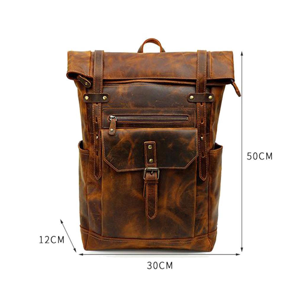 Handmade Men's Leather School Backpack