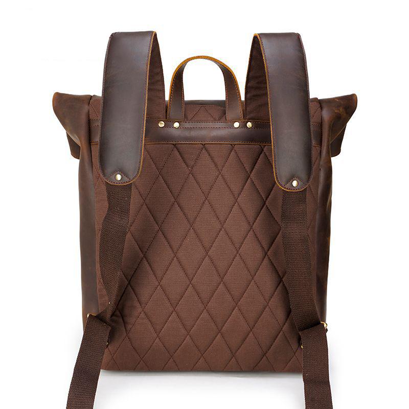 Brown Classic Leather Convertible School Backpack