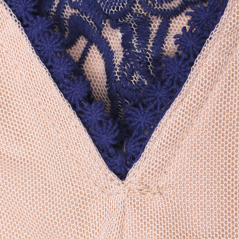 Embroidery Lace Sheer Long Sleeve Deep V Neck Boho Bohemian Beach Dress Gown