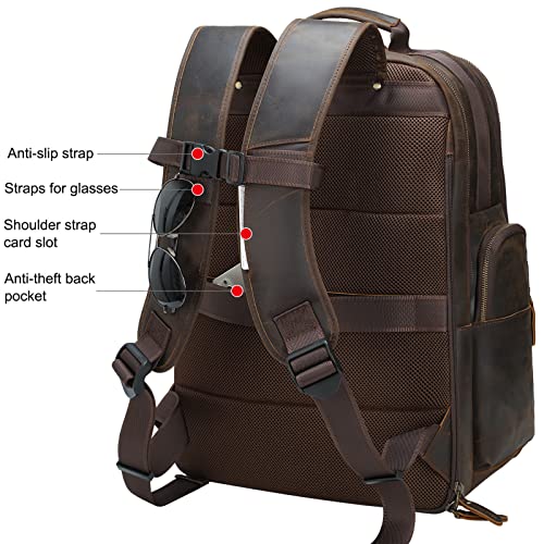 Extra Large Full Grain Leather 17.3" Laptop School Backpack