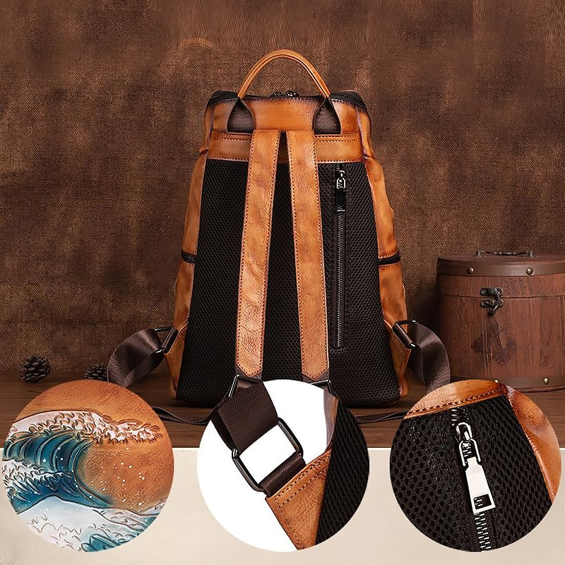 Seawave Embossed Leather Women School Backpack