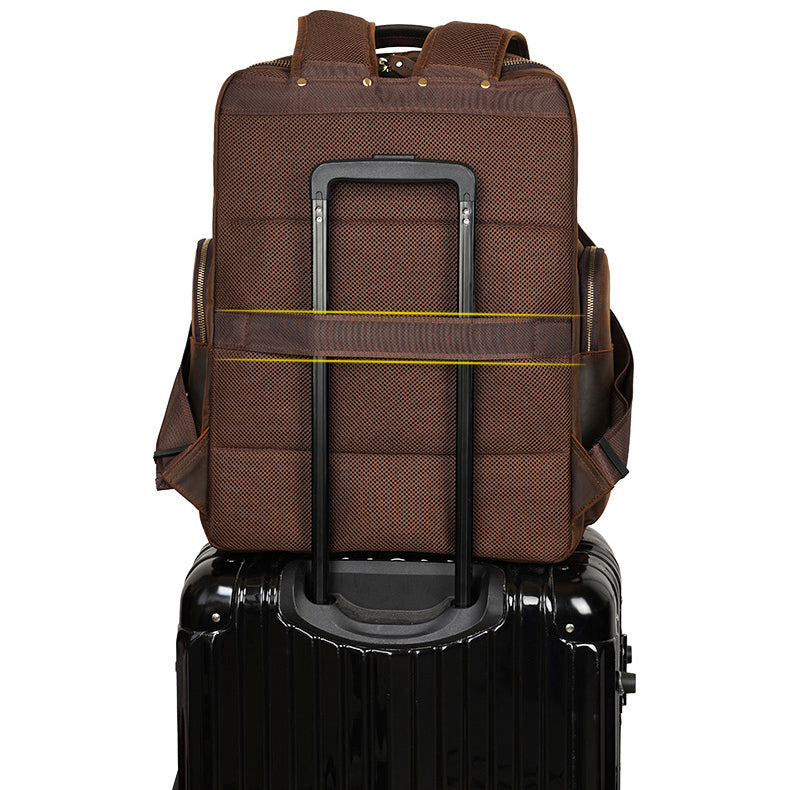 Extra Large Full Grain Leather 17.3" Laptop School Backpack