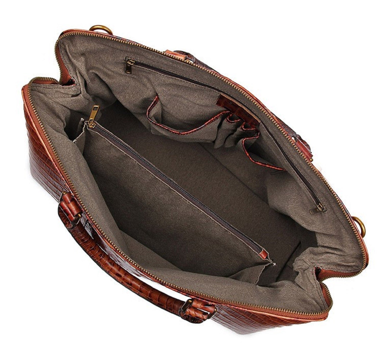 Crocodile Patterned Leather Travel Bag Weekender Bag Overnight Leather Duffel