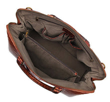 Load image into Gallery viewer, Crocodile Patterned Leather Travel Bag Weekender Bag Overnight Leather Duffel
