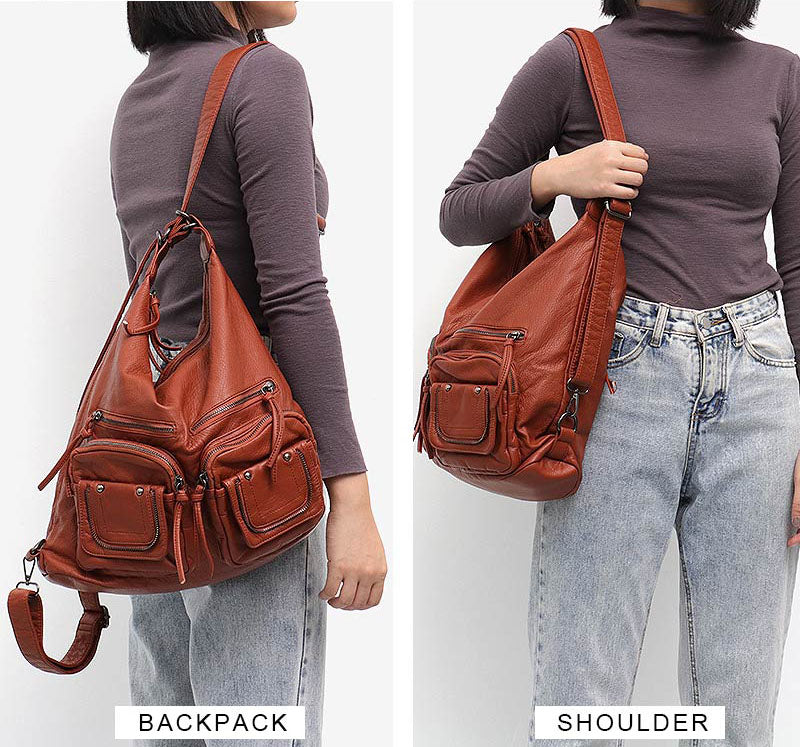 Large Soft Casual Women Bags School Backpack PU Leather Bag