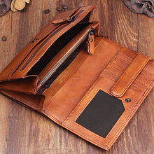 Load image into Gallery viewer, Handmade Leather Cool Long Leather Wallet Bifold Clutch Wallet
