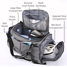 Load image into Gallery viewer, Grey Backpack Duffle Bag Canvas Sports Travel Weekend Bag
