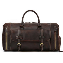 Load image into Gallery viewer, Vintage Men Leather Travel Weekender Duffel Bag
