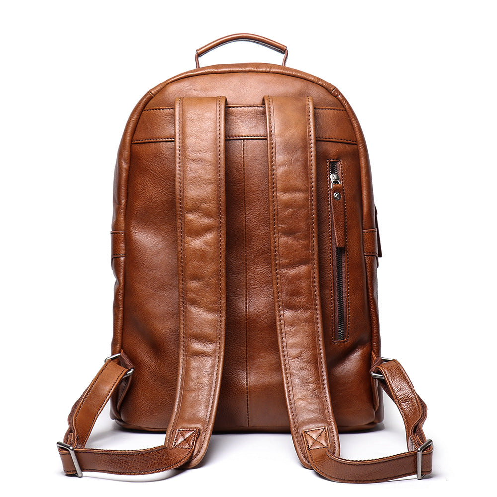 Handmade Full Grain Leather School Backpack for Men Laptop Bag Travel Backpack