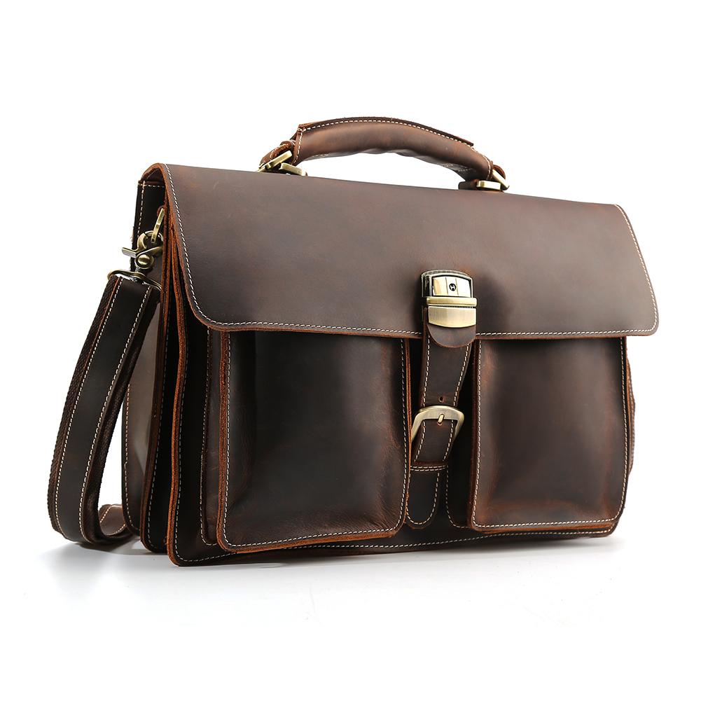 Brown Large Shoulder Messenger Bag Briefcase