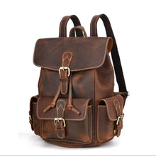 Load image into Gallery viewer, Handmade Pockets Leather School Backpack

