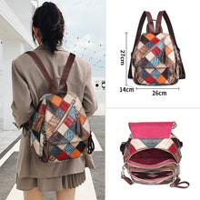 Load image into Gallery viewer, Small Patchwork Zipper Leather Backpack Bag for women

